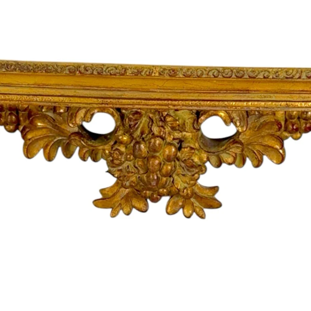 Vintage Florentine Gold Giltwood Wall Shelf Grapes Rococo Baroque Italian